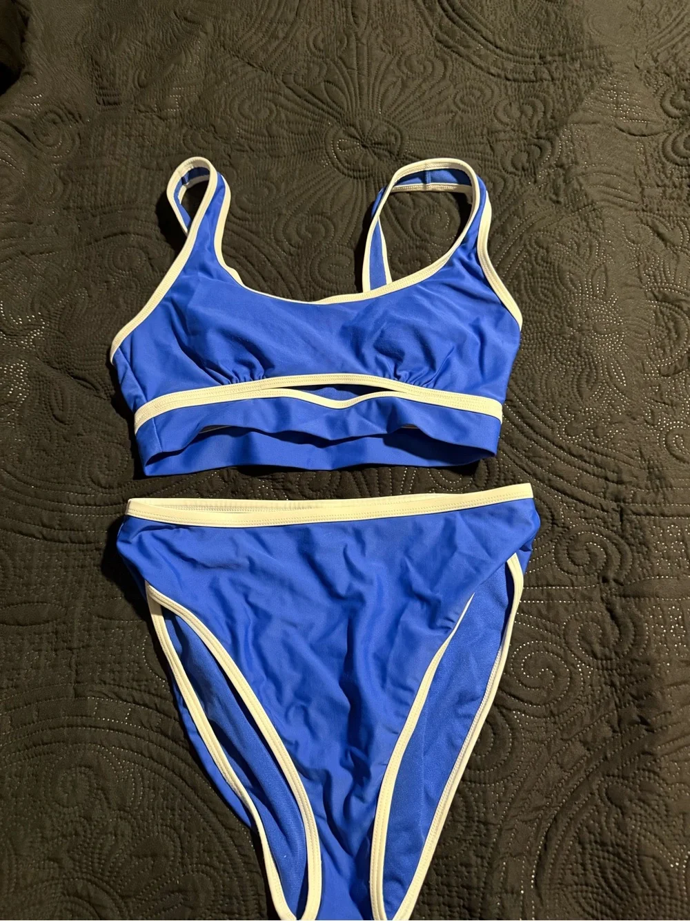 Blue Contrast-Trim Women’s Bikini Set